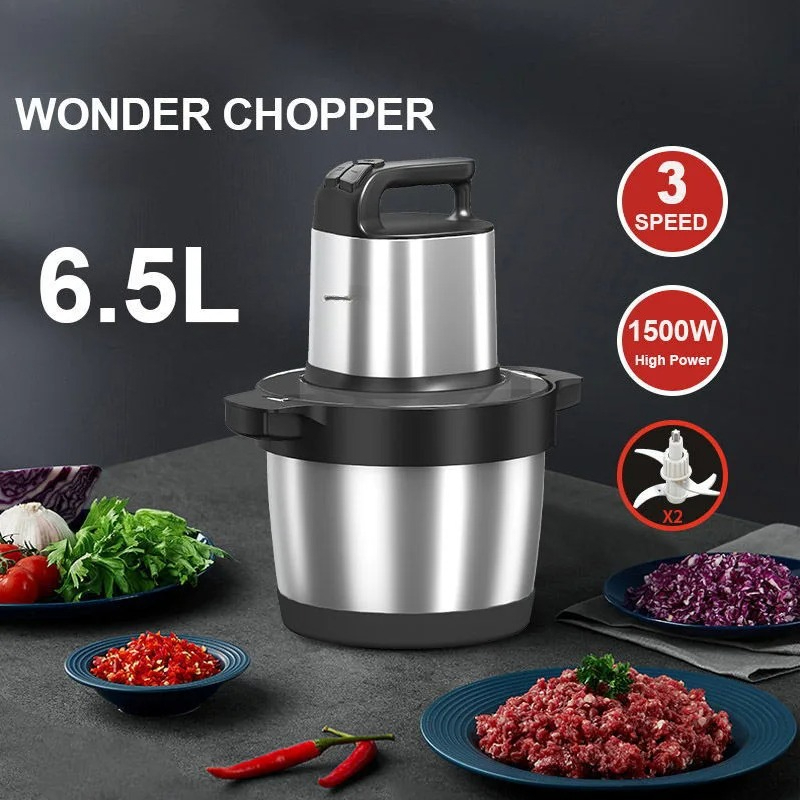 Food Processor Large - 1500W Elektrische Fleischmühle: 6,5L Großvolumiger Mixer,