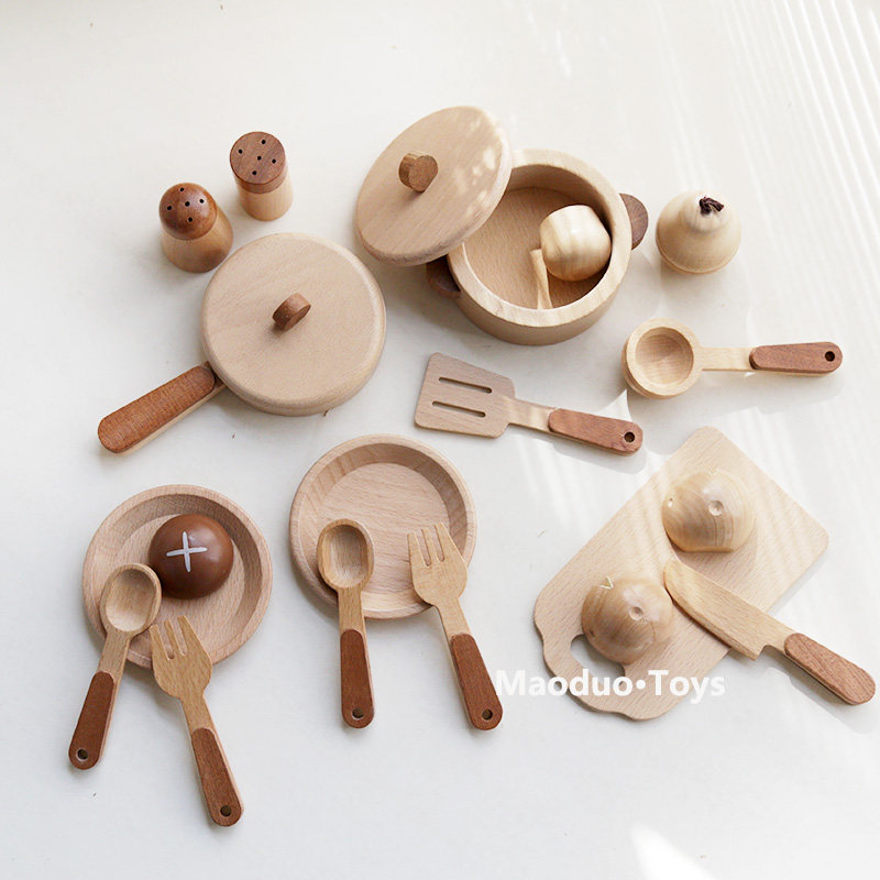 Kitchen Appliances And Utensils - Maoduo Spielzeug Buchenholz Kinderküche Spielset Kochutensilien